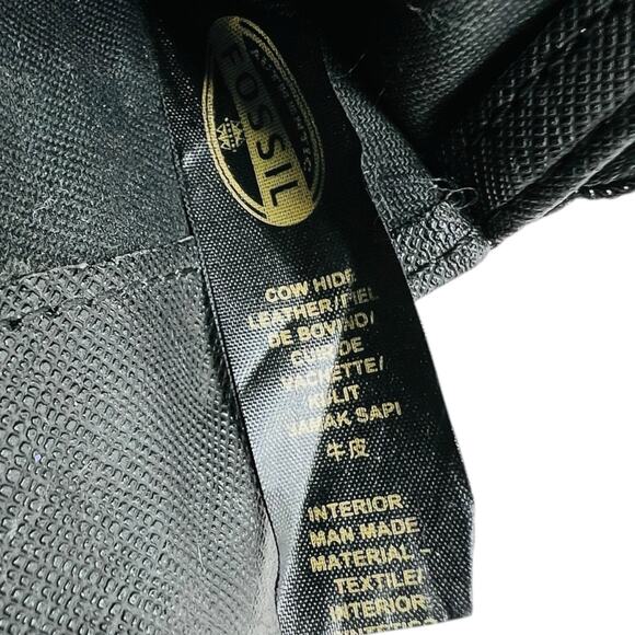 Y2K Fossil Issue 1954 Black Pebble Leather Womens Wallet Gold Snaps 7” Cow Hide - Picture 13 of 16